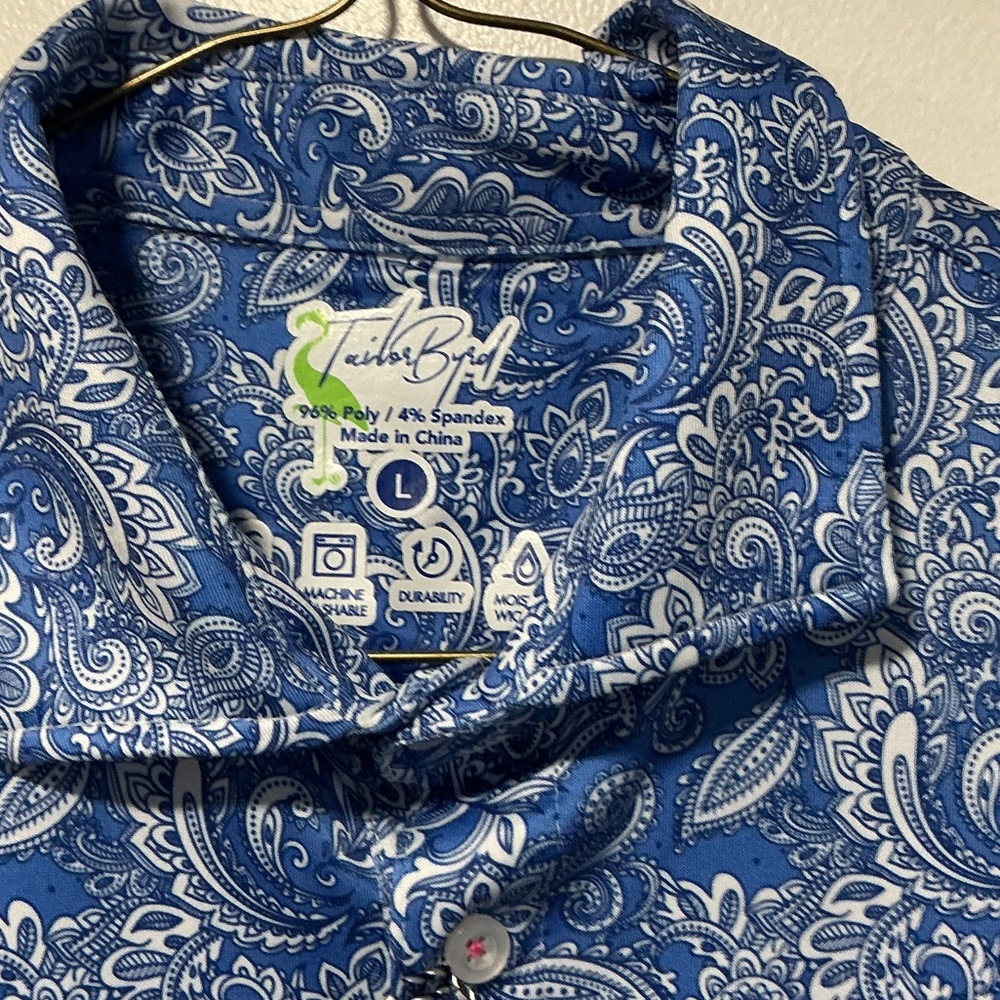 Tailorbyrd Blue Paisley Polo Shirt - Picture 3 of 5